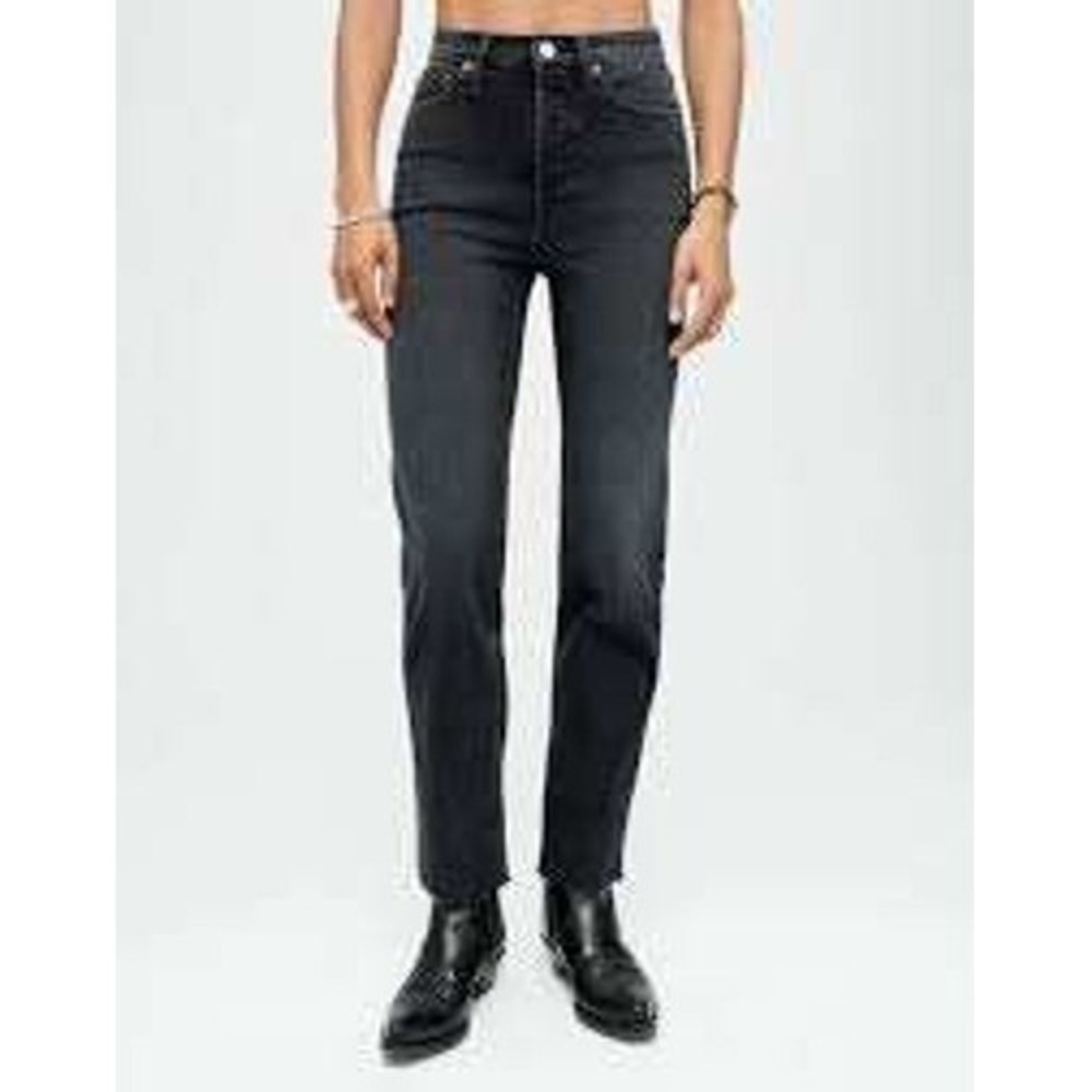 RE/DONE 70s High Rise Stove Pipe Jeans Stoned Noir Black Women's 29 Comfort